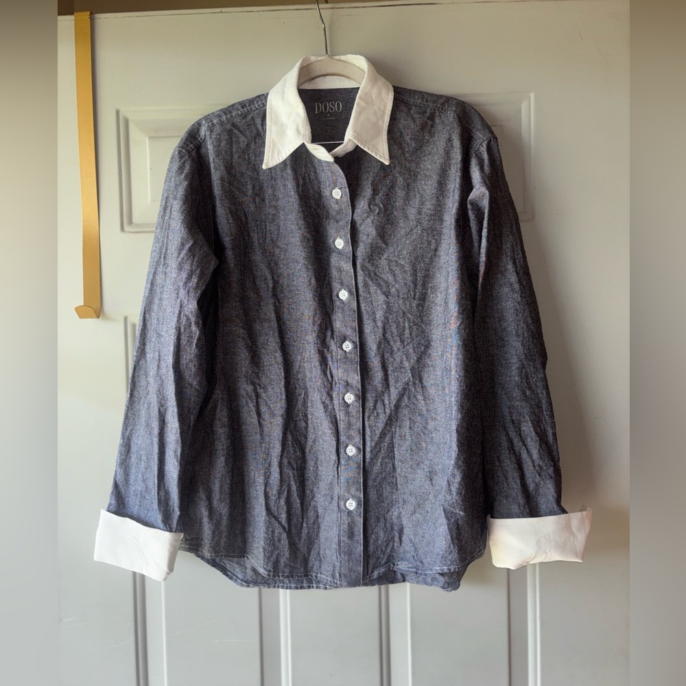 DOSO Los Angeles gray collared/cuff shirt size S
